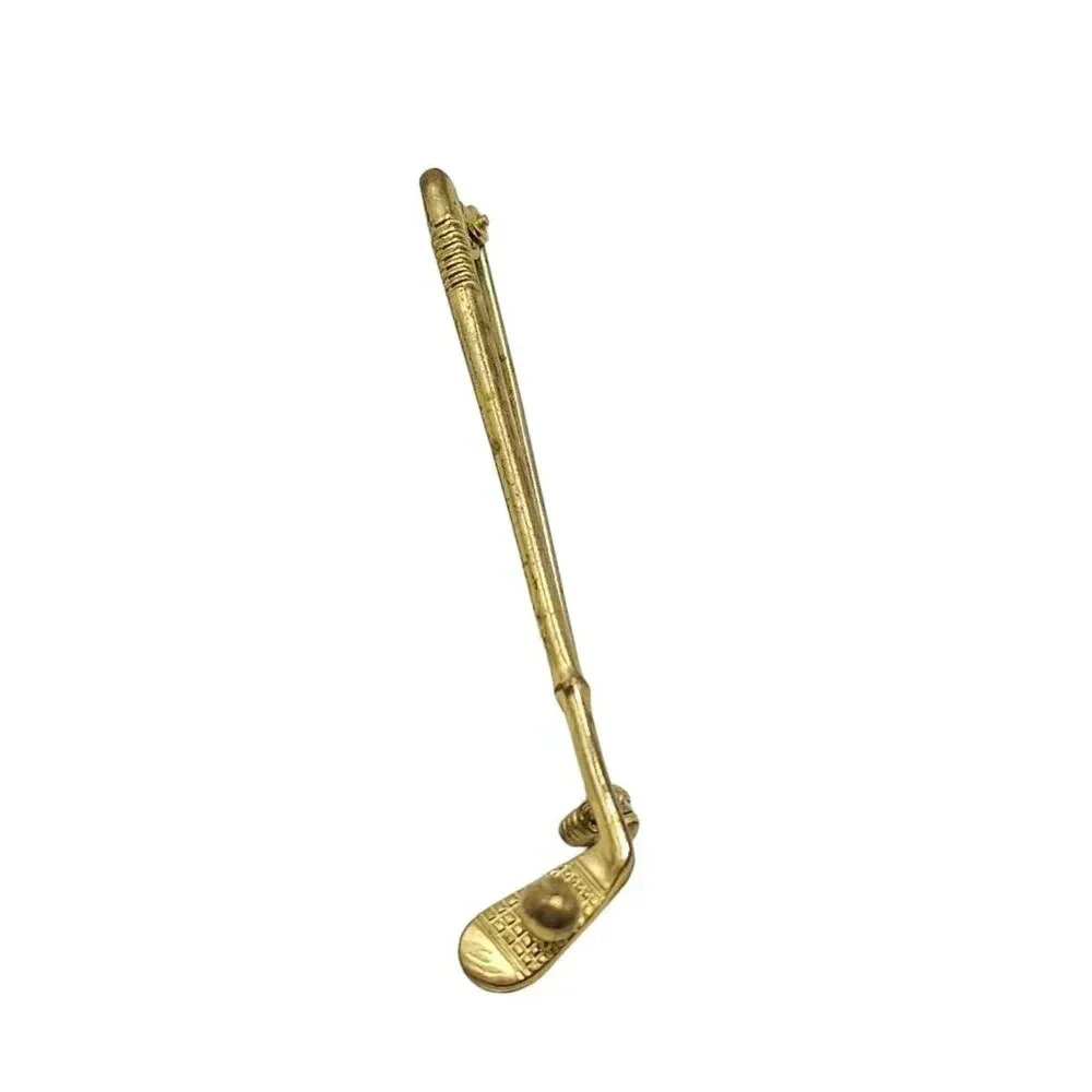 West Germany Golf Club Golf Ball Brooch Pin Gold Tone Vintage